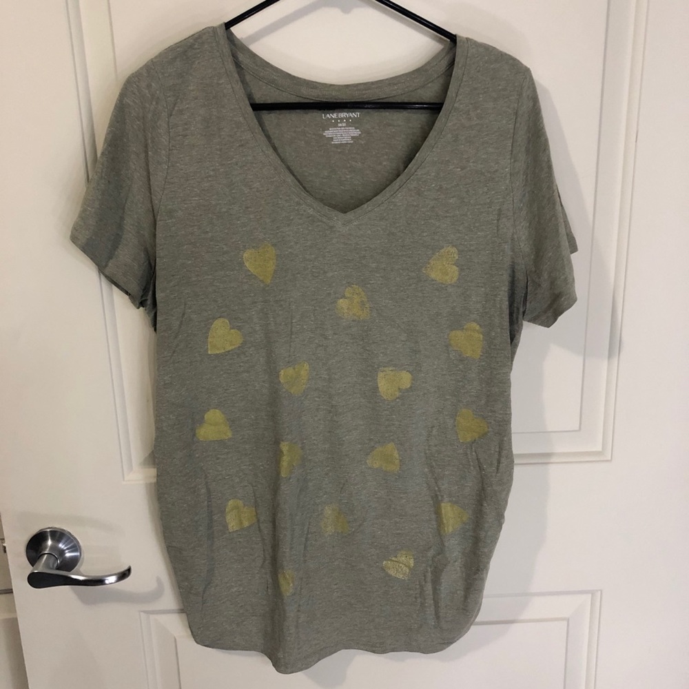 Lane Bryant V Neck Tee With Ruched Sides